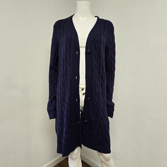 Lisa Rinna Collection XL Longline Cardigan Sweater Cable Knit V-neck Button NWT - Picture 1 of 10